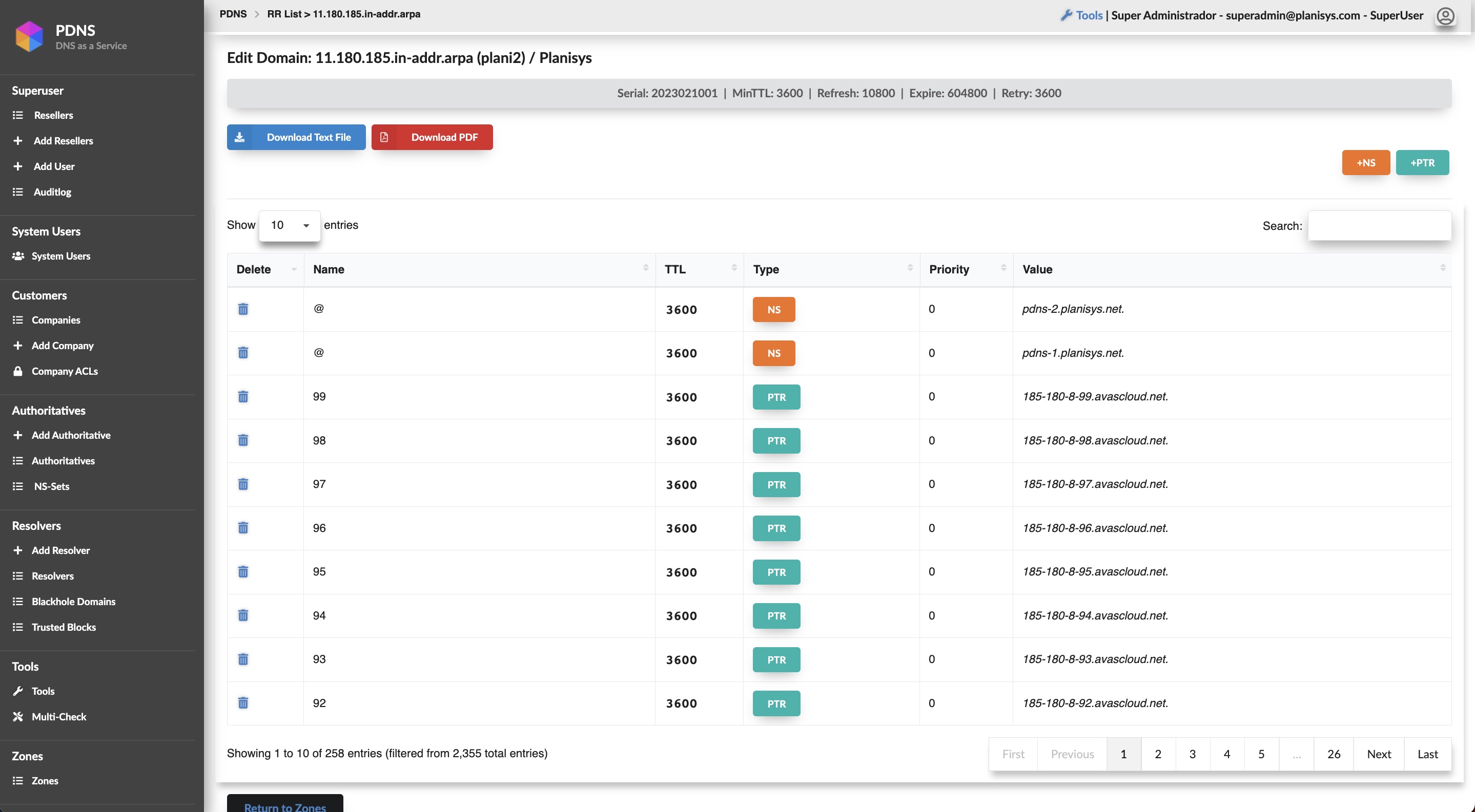 DNS Reverse Ipv4 Pre-filled Zone