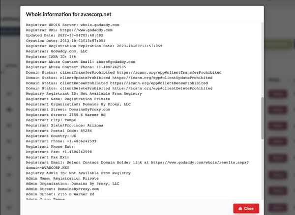 DNS Whois Information